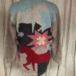 Ralph Lauren Colorful Horse Motif Cardigan